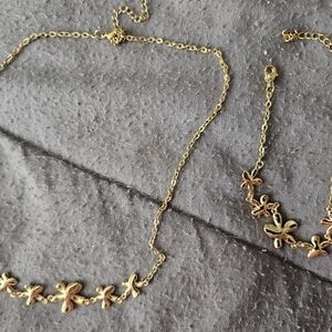 Gold Butterfly Necklace and Bracelet Set